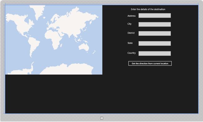 design view of the application main page